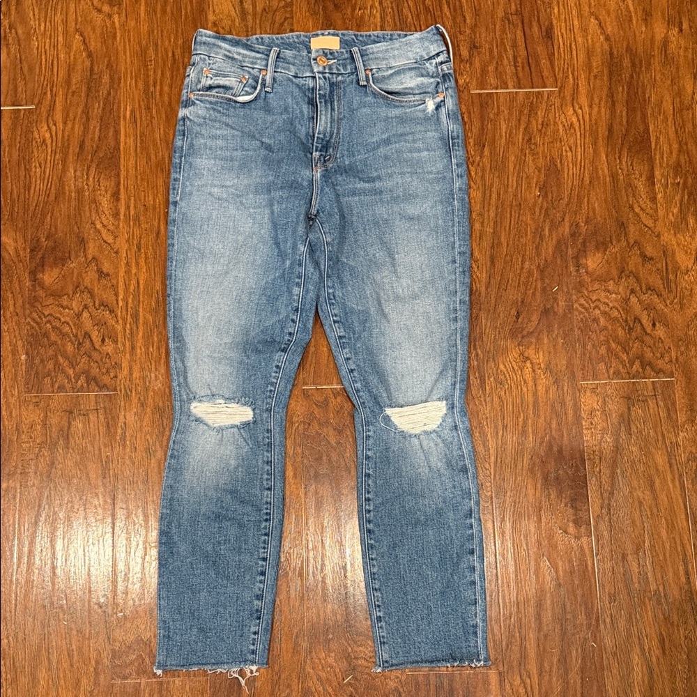 MOTHER The Looker Ankle Fray Distressed Skinny Jeans
